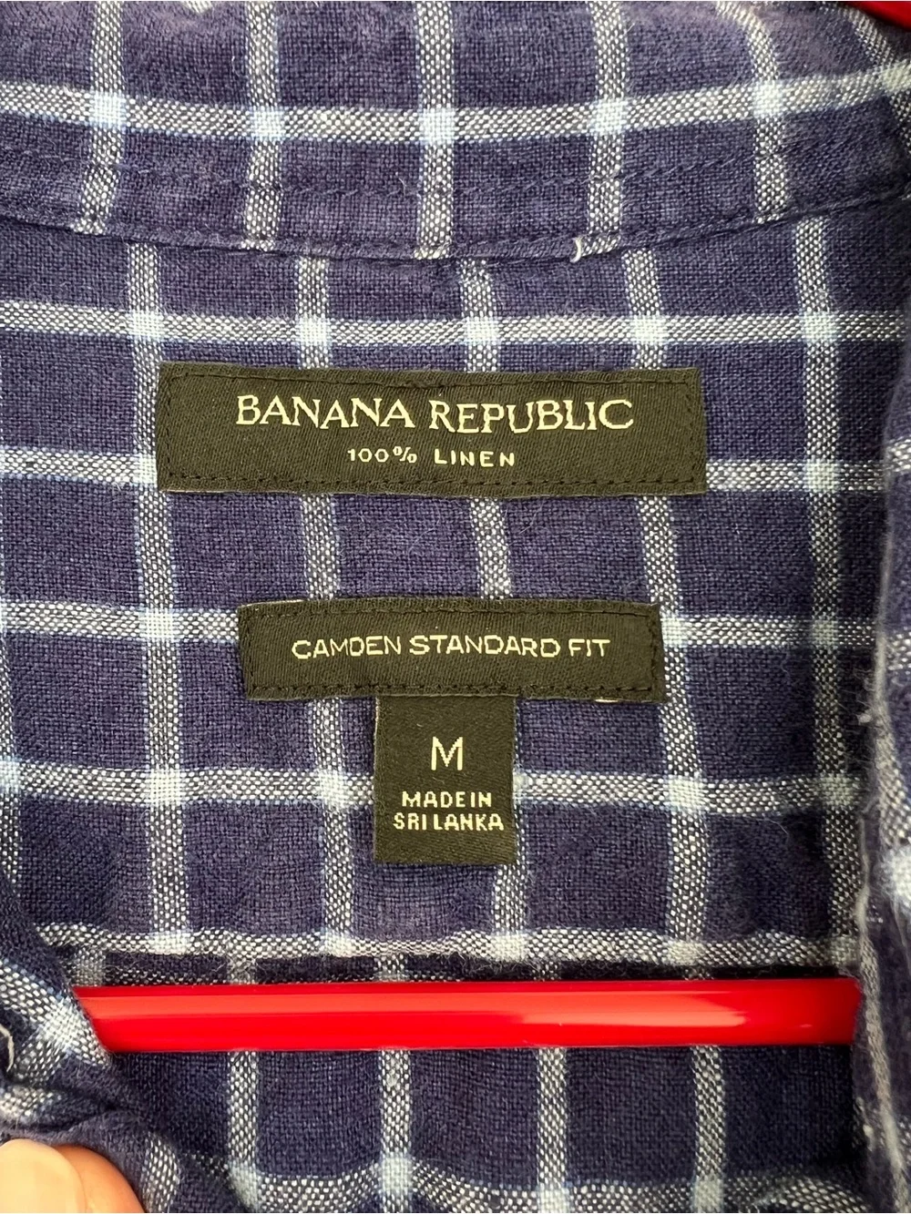 Men's Banana Republic Blue Linen Plaid Button-Down Shirt
